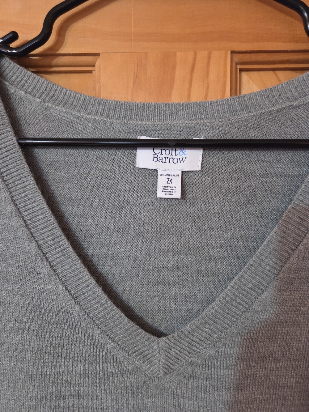croft & barrow Sage Green V-Neck Sweater - Picture 2 of 4